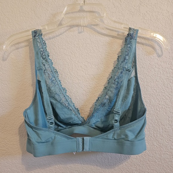Wacoal Elevate Bralette Teal Blue Floral Lace V-Neck Bra 852191 38 Festival Club - Picture 4 of 6